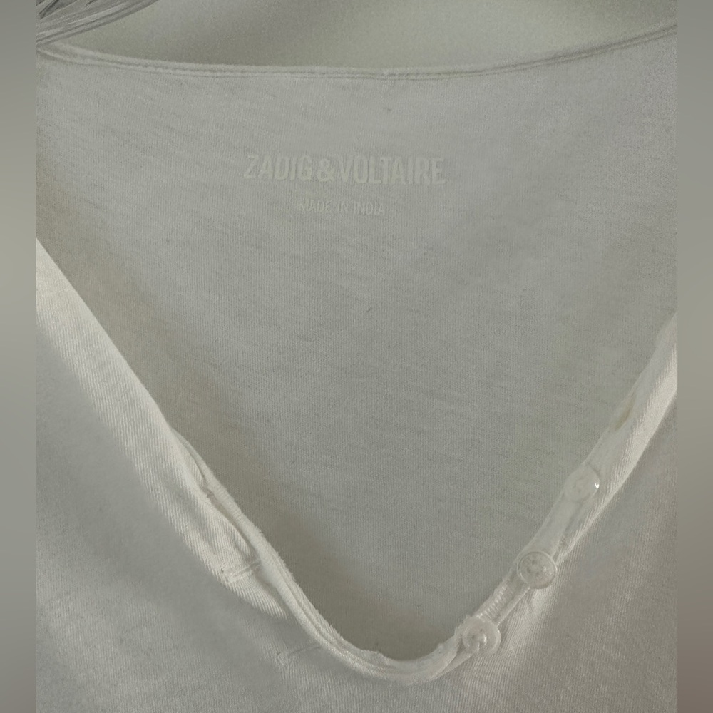 ZADIG & VOLTAIRE Tunisien Embellished Skull T-shirt In White Size Medium - Picture 4 of 6